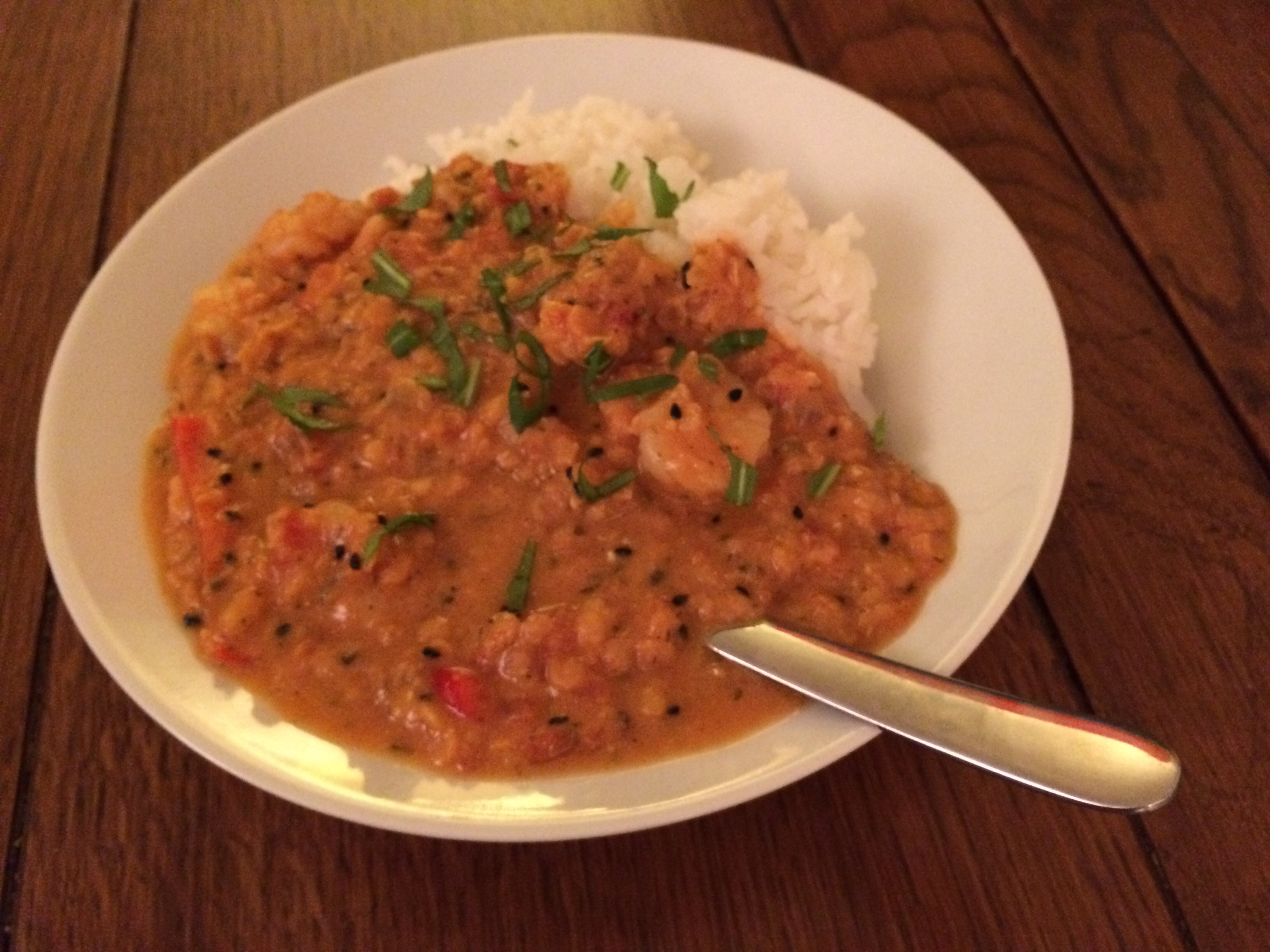 Prawns and Red Lentils with Rice